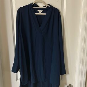Terra & Sky Blue Long Sleeve Mandarin Collar Tunic